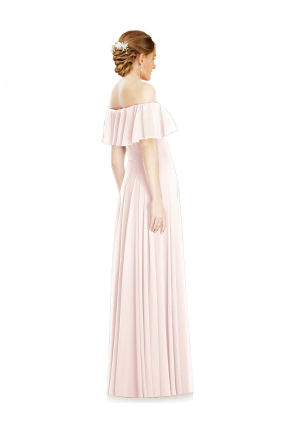 Long Sleeveless Soft Chiffon Pink A-Line Formal Bridesmaid Dress Colchester