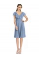 Cocktail Length Cap Sleeves Soft Chiffon Dusty Blue A-Line Bridesmaid Dress Colchester