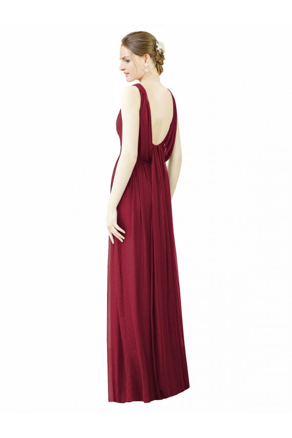 Long Sleeveless Soft Chiffon Burgundy A-Line Bridesmaid Dress / Formal Dress Colchester