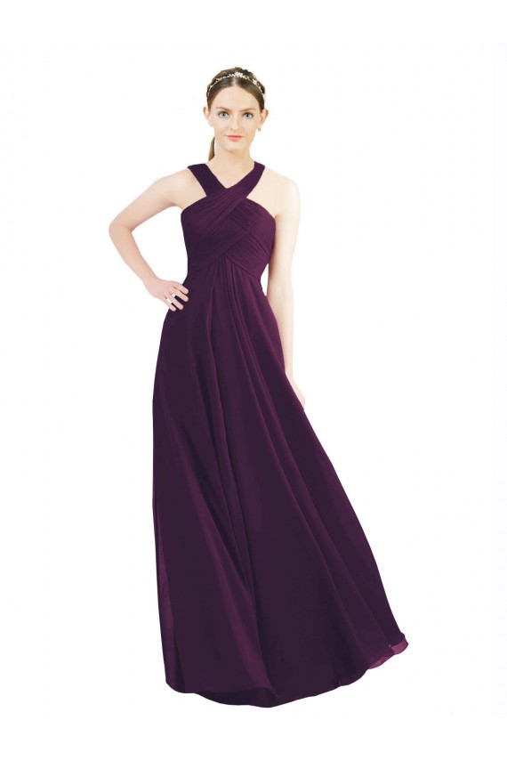 Long Sleeveless Soft Chiffon Grape A-Line Bridesmaid Dress Colchester