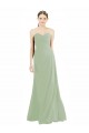 Long Sleeveless Soft Chiffon Smoke Green Sweetheart A-Line Bridesmaid Dress Colchester