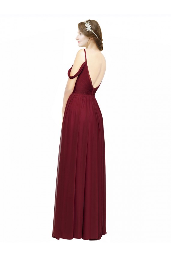 Long Sleeveless Chiffon Burgundy Off the Shoulder A-Line Bridesmaid Dress / Evening Dress Colchester