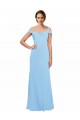 Long Sleeveless Soft Chiffon Periwinkle Off the Shoulder A-Line Bridesmaid Dress Colchester