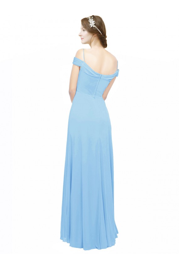 Long Sleeveless Soft Chiffon Periwinkle Off the Shoulder A-Line Bridesmaid Dress Colchester