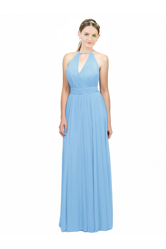 Long Sleeveless Soft Chiffon Periwinkle A-Line Bridesmaid Dress Colchester
