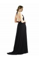 Long Sleeveless Soft Chiffon Oyster Silver Halter Neck A-Line Bridesmaid Dress Colchester