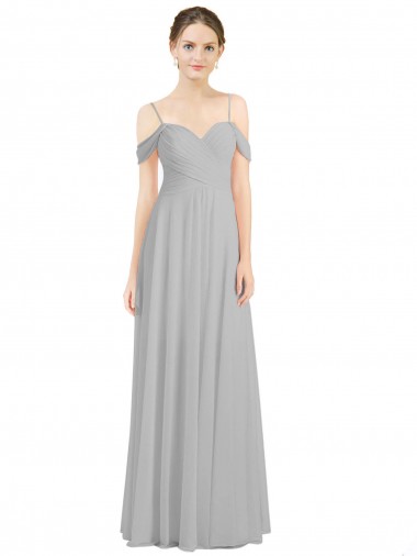 Long Sleeveless Lxue Chiffon Silver A-Line Bridesmaid Dress Colchester