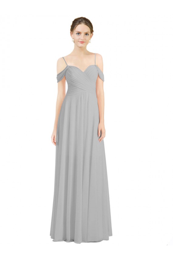 Long Sleeveless Lxue Chiffon Silver A-Line Bridesmaid Dress Colchester