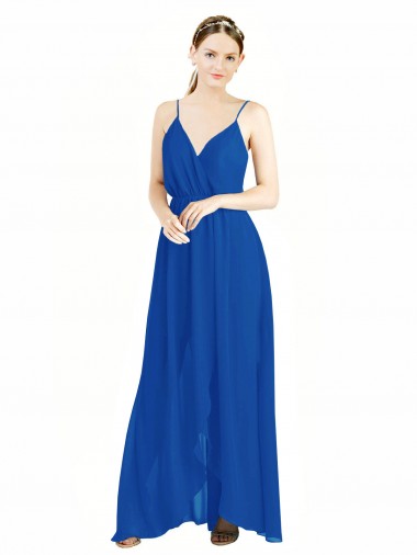 Long Sleeveless Luxe Chiffon Royal Blue A-Line Bridesmaid Dress Colchester