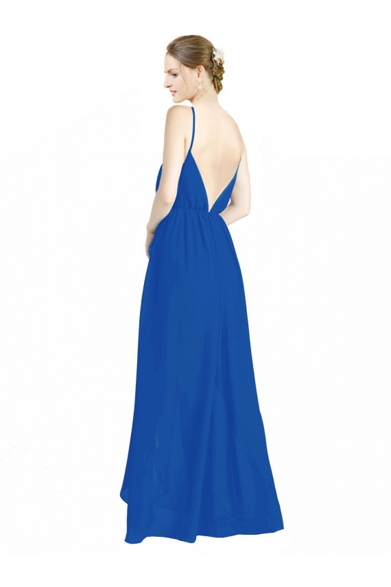 Long Sleeveless Luxe Chiffon Royal Blue A-Line Bridesmaid Dress Colchester