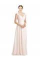 Long Sleeveless Soft Chiffon & Lace Cream Pink A-Line Bridesmaid Dress Colchester