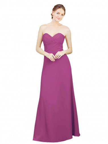 Long Sleeveless Soft Chiffon Wild Berry Sweetheart A-Line Bridesmaid Dress Colchester