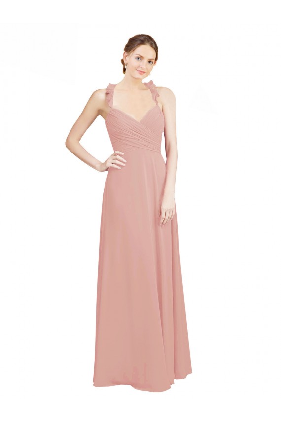 Long Sleeveless Chiffon Bliss Pink Sweetheart A-Line Bridesmaid Dress / Evening Dress Colchester