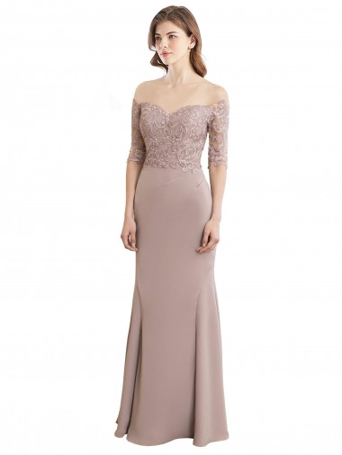 Long Half Sleeves Soft Chiffon & Lace Mermaid Bridesmaid Dress Colchester