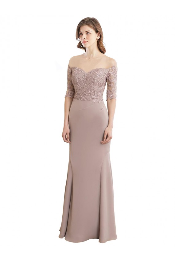 Long Half Sleeves Soft Chiffon & Lace Mermaid Bridesmaid Dress Colchester