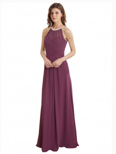 Long Sleeveless Chiffon Sweetheart A-Line Bridesmaid Dress / Evening Gowns Colchester