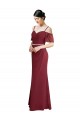 Long Cold Shoulder Soft Chiffon Burgundy A-Line Bridesmaid Dress Colchester