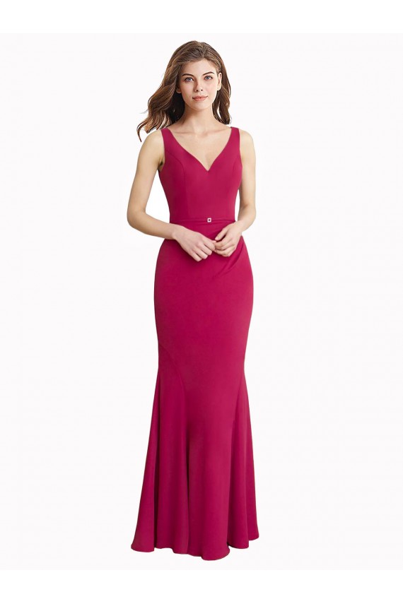 Long Sleeveless Soft Chiffon Red Mermaid Prom Dress / Bridesmaid Dress Colchester