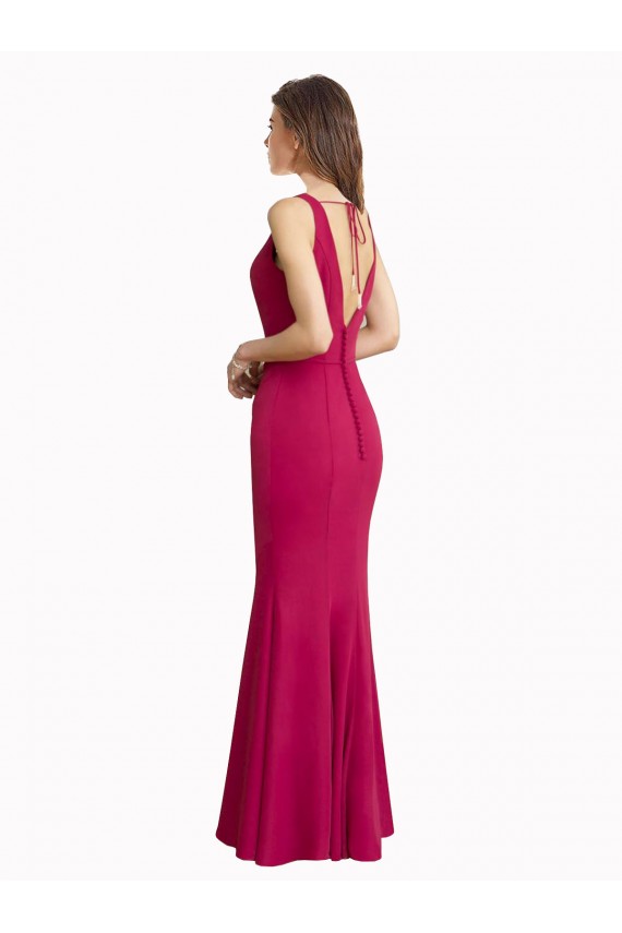 Long Sleeveless Soft Chiffon Red Mermaid Prom Dress / Bridesmaid Dress Colchester