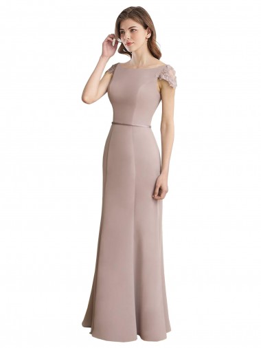 Long Cap Sleeves Soft Chiffon & Lace Mermaid Formal Dress / Bridesmaid Dress Colchester