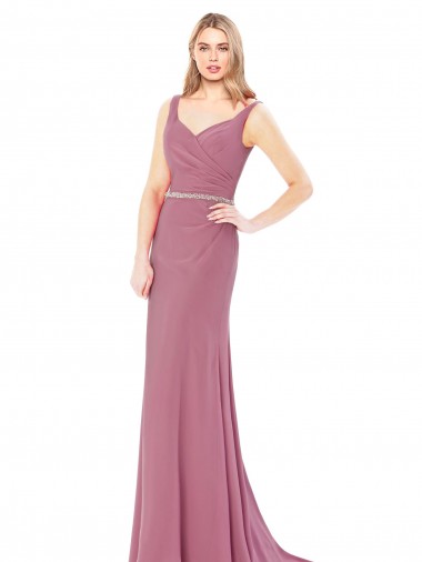 Long Sleeveless Soft Chiffon Sheath Prom Dress / Bridesmaid Dress Colchester