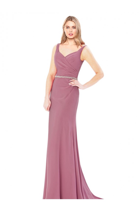 Long Sleeveless Soft Chiffon Sheath Prom Dress / Bridesmaid Dress Colchester