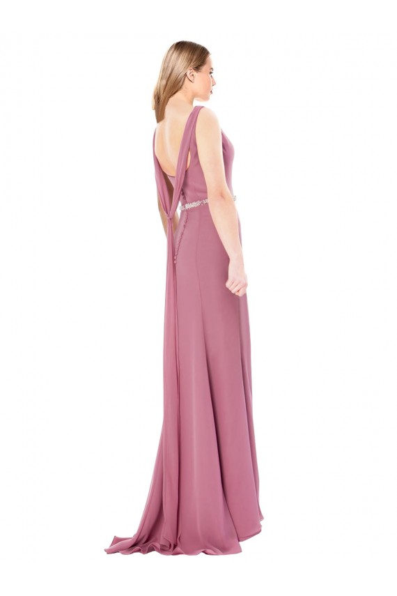 Long Sleeveless Soft Chiffon Sheath Prom Dress / Bridesmaid Dress Colchester