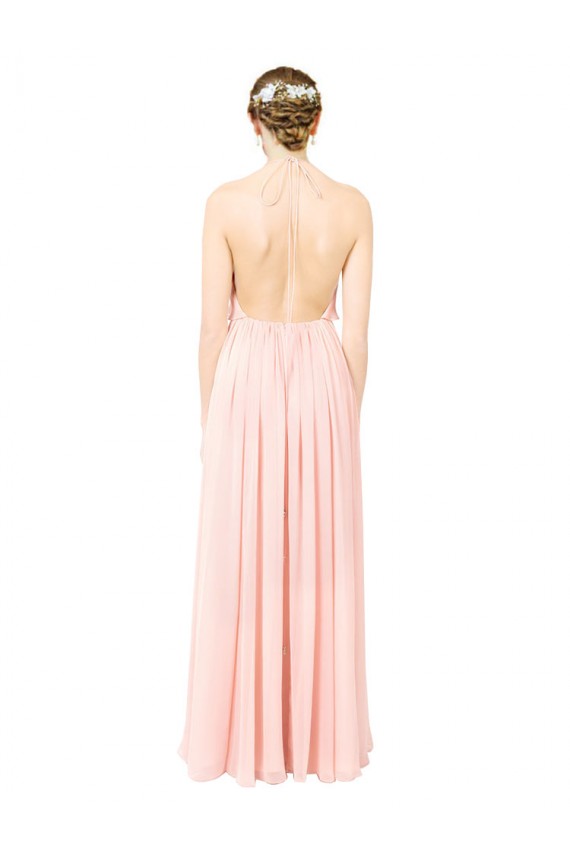 Long Sleeveless Soft Chiffon Pink A-Line Formal Dress / Bridesmaid Dress Colchester