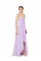 Long Sleeveless Soft Chiffon Lilac Sheath High Low Bridesmaid Dress Colchester