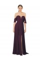 Long Cold Shoulder Soft Chiffon Grape Sheath Formal Dress / Bridesmaid Dress Colchester