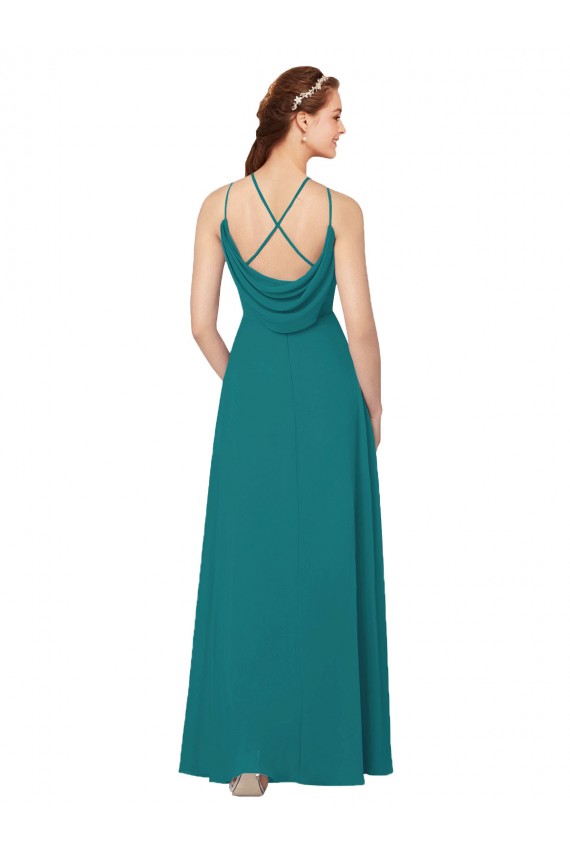 Long Sleeveless Soft Chiffon Hunter Sheath Bridesmaid Dress Colchester