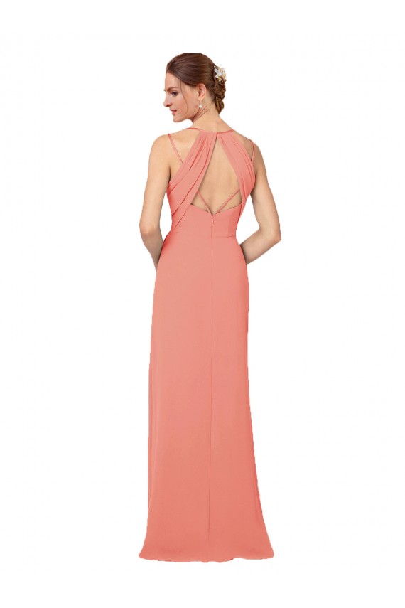 Long Sleeveless Soft Chiffon Desert Rose Sheath Bridesmaid Dress Colchester