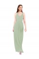 Long Sleeveless Soft Chiffon Smoke Green Sheath Bridesmaid Dress Colchester