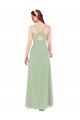 Long Sleeveless Soft Chiffon Smoke Green Sheath Bridesmaid Dress Colchester