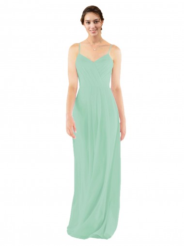 Long Sleeveless Soft Chiffon Mint Green Sheath Bridesmaid Dress Colchester