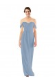 Long Sleeveless Soft Chiffon Dusty Blue Sheath Bridesmaid Dress Colchester