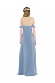 Long Sleeveless Soft Chiffon Dusty Blue Sheath Bridesmaid Dress Colchester