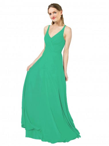 Long Sleeveless Soft Chiffon Emerald Green Sheath Bridesmaid Dress Colchester
