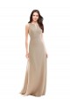 Long Sleeveless Soft Chiffon Champagne High Neck A-Line Bridesmaid Dress Colchester