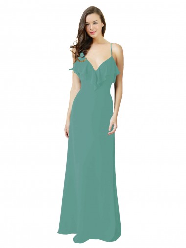 Long Sleeveless Soft Chiffon Icelandic Silver A-Line Bridesmaid Gown Colchester