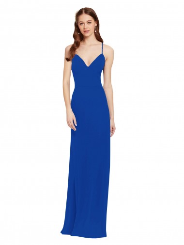 Long Sleeveless Soft Chiffon Royal Blue A-Line Bridesmaid Dress / Formal Dress Colchester