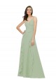 Long Sleeveless Soft Chiffon Smoke Green A-Line Bridesmaid Dress Colchester