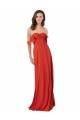 Long Sleeveless Soft Chiffon Red Sweetheart A-Line Bridesmaid Dress Colchester