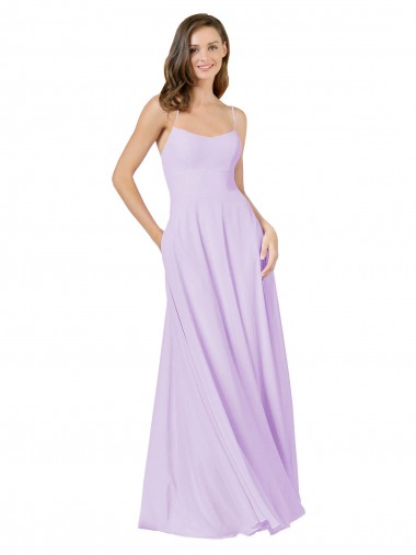 Long Sleeveless Soft Chiffon Lilac A-Line Bridesmaid Gown Colchester
