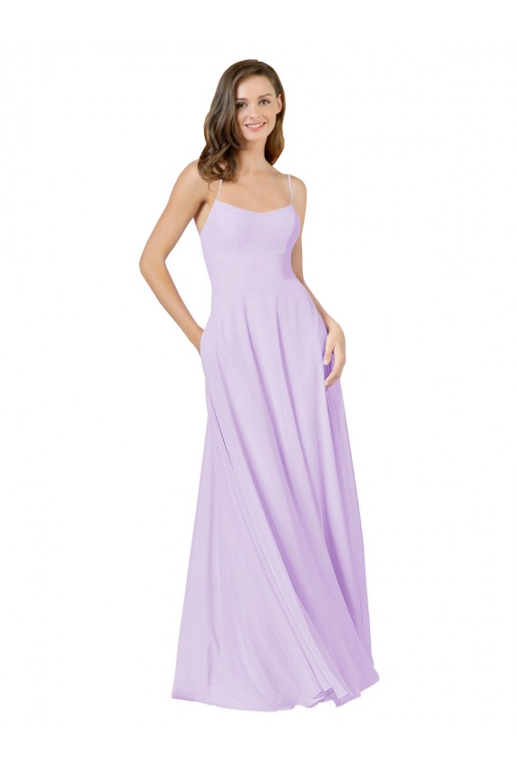Long Sleeveless Soft Chiffon Lilac A-Line Bridesmaid Gown Colchester