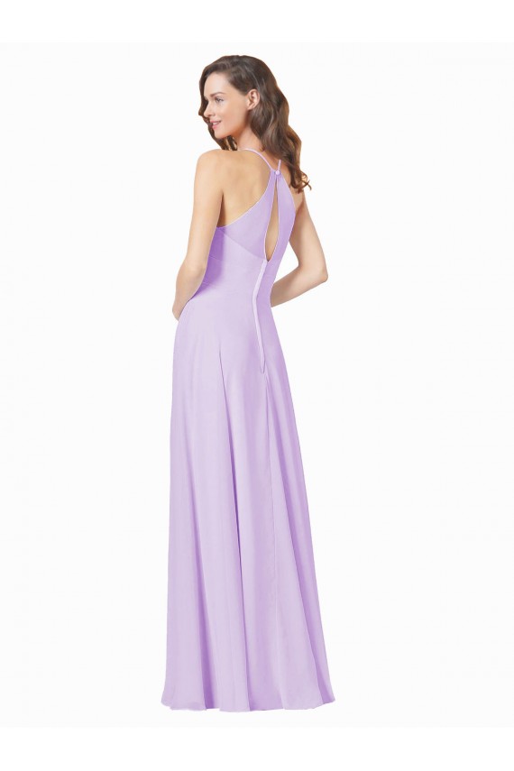 Long Sleeveless Soft Chiffon Lilac A-Line Bridesmaid Gown Colchester