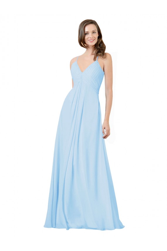 Long Sleeveless Chiffon Light Sky Blue A-Line Formal Dress / Bridesmaid Dress Colchester