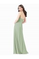 Long Sleeveless Soft Chiffon Smoke Green Spaghetti Straps A-Line Bridesmaid Dress Colchester