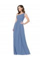 Long Sleeveless Soft Chiffon Windsor Blue One Shoulder Sheath Bridesmaid Dress Colchester