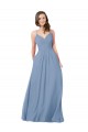 Long Sleeveless Chiffon Dusty Blue A-Line Bridesmaid Dress / Evening Dress Colchester